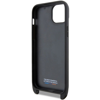 Pouzdro BMW M Edition Carbon Stripe &amp; Strap pro iPhone 15 Plus / 14 Plus - černé