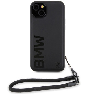 Pouzdro BMW Signature Leather Wordmark Cord pro iPhone 15 Plus / 14 Plus - černé