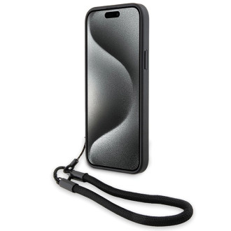 Pouzdro BMW Signature Leather Wordmark Cord pro iPhone 15 Plus / 14 Plus - černé