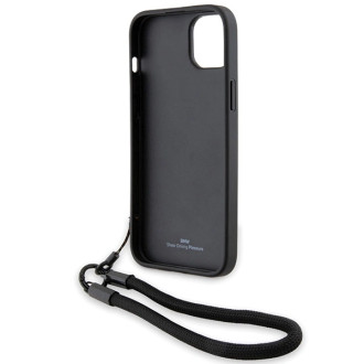 Pouzdro BMW Signature Leather Wordmark Cord pro iPhone 15 Plus / 14 Plus - černé