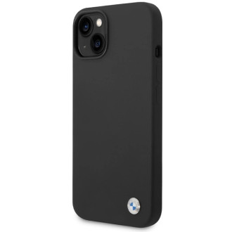BMW silikonové pouzdro s kovovým logem pro iPhone 15 / 14 / 13 - černé