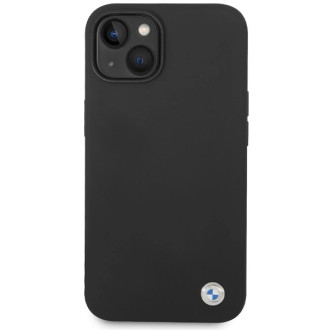 BMW silikonové pouzdro s kovovým logem pro iPhone 15 / 14 / 13 - černé