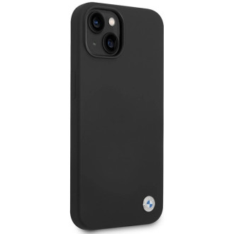 BMW silikonové pouzdro s kovovým logem pro iPhone 15 / 14 / 13 - černé