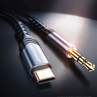 Joyroom AUX stereo audio cable 3.5 mm mini jack - USB Type C for tablet phone 2 m black (SY-A03)