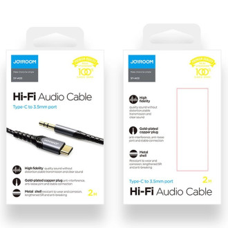 Joyroom AUX stereo audio cable 3.5 mm mini jack - USB Type C for tablet phone 2 m black (SY-A03)
