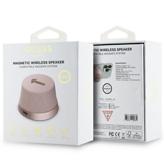 Kovový Bluetooth reproduktor Guess Magnetic Script - růžový