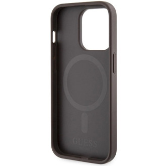 Guess 4G Printed Stripes MagSafe pouzdro pro iPhone 15 Pro - hnědé