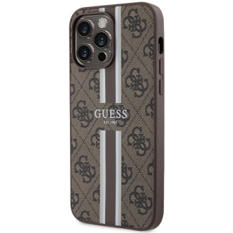 Guess 4G Printed Stripes MagSafe pouzdro pro iPhone 15 Pro Max - hnědé