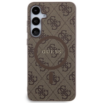Guess 4G Collection Leather Metal Logo MagSafe pouzdro pro Samsung Galaxy S24+ - hnědé