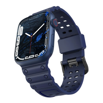Strap Řemínek Triple Protection pro Apple Watch SE, 8, 7, 6, 5, 4, 3, 2, 1 (41, 40, 38 mm) náramek tmavě modrý