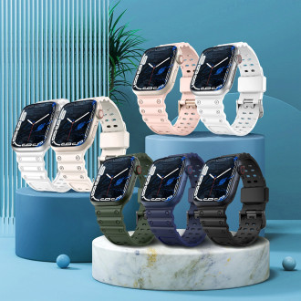 Strap Řemínek Triple Protection pro Apple Watch SE, 8, 7, 6, 5, 4, 3, 2, 1 (41, 40, 38 mm) náramek tmavě modrý