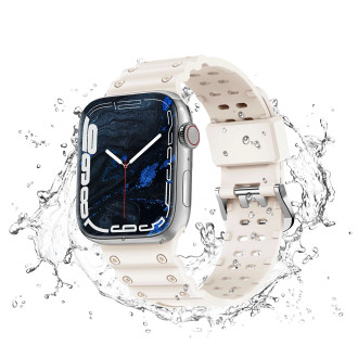 Strap Triple Protection řemínek pro Apple Watch SE, 8, 7, 6, 5, 4, 3, 2, 1 (41, 40, 38 mm) náramek náramek béžový