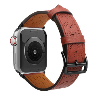 Řemínek Kožený řemínek pro Apple Watch Ultra, SE, 8, 7, 6, 5, 4, 3, 2, 1 (49, 45, 44, 42 mm) páskový náramek červený