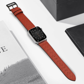 Řemínek Kožený řemínek pro Apple Watch Ultra, SE, 8, 7, 6, 5, 4, 3, 2, 1 (49, 45, 44, 42 mm) páskový náramek červený