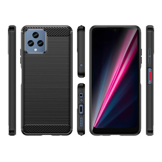 Carbon Case kryt pro T-Mobile Revvl 6 5G flexibilní silikonový karbonový kryt černý
