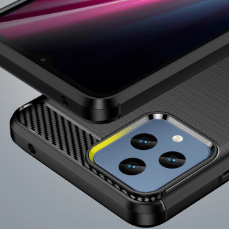 Carbon Case kryt pro T-Mobile Revvl 6 5G flexibilní silikonový karbonový kryt černý