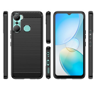 Pouzdro Carbon Case pro flexibilní silikonový karbonový kryt Infinix Hot 12 Pro černý