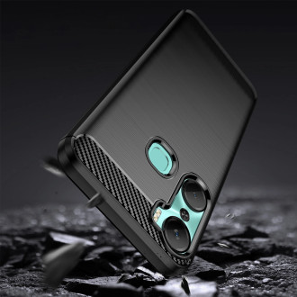 Pouzdro Carbon Case pro flexibilní silikonový karbonový kryt Infinix Hot 12 Pro černý