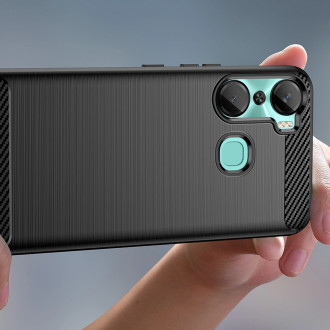 Pouzdro Carbon Case pro flexibilní silikonový karbonový kryt Infinix Hot 12 Pro černý