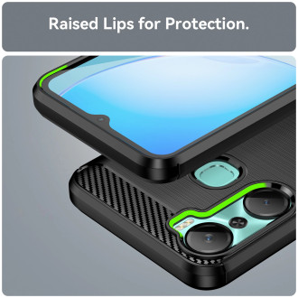 Pouzdro Carbon Case pro flexibilní silikonový karbonový kryt Infinix Hot 12 Pro černý