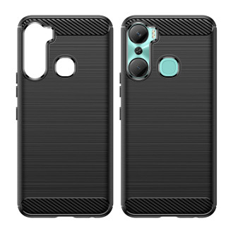 Pouzdro Carbon Case pro flexibilní silikonový karbonový kryt Infinix Hot 12 Pro černý