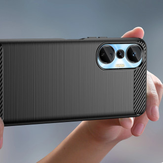 Pouzdro Carbon Case pro flexibilní silikonový karbonový kryt Infinix Hot 20S černý
