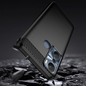 Pouzdro Carbon Case pro flexibilní silikonový karbonový kryt Infinix Hot 20i černý