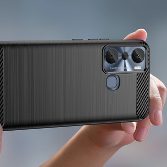 Pouzdro Carbon Case pro flexibilní silikonový karbonový kryt Infinix Hot 20i černý