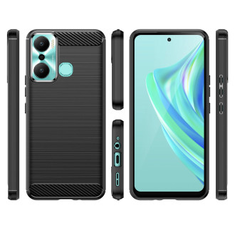 Pouzdro Carbon Case pro Infinix Hot 20 Play flexibilní silikonový karbonový kryt černý
