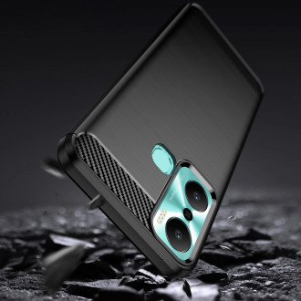 Pouzdro Carbon Case pro Infinix Hot 20 Play flexibilní silikonový karbonový kryt černý