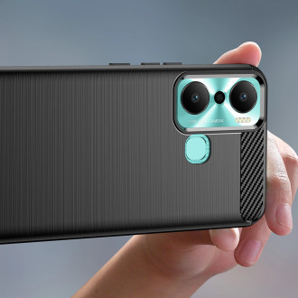 Pouzdro Carbon Case pro Infinix Hot 20 Play flexibilní silikonový karbonový kryt černý
