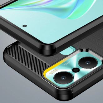 Pouzdro Carbon Case pro Infinix Hot 20 Play flexibilní silikonový karbonový kryt černý