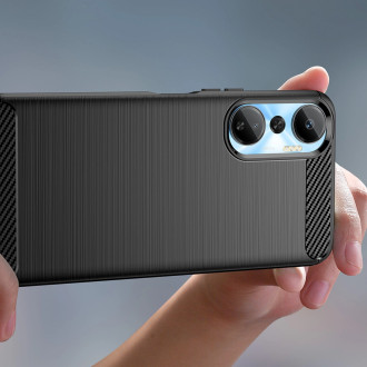 Pouzdro Carbon Case pro flexibilní silikonový karbonový kryt Infinix Hot 20 černý