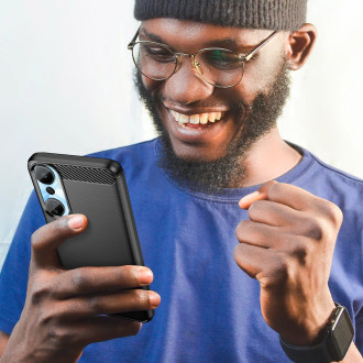 Pouzdro Carbon Case pro flexibilní silikonový karbonový kryt Infinix Hot 20 černý