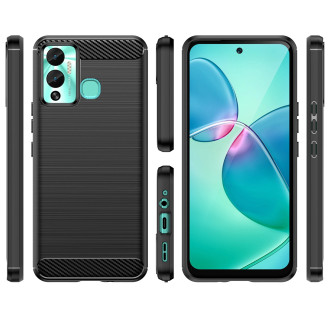 Pouzdro Carbon Case pro Infinix Hot 12 Play NFC / Hot 12 Play flexibilní silikonový karbonový kryt černý