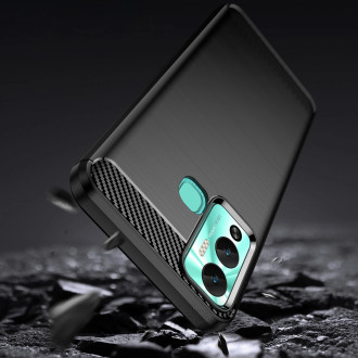 Pouzdro Carbon Case pro Infinix Hot 12 Play NFC / Hot 12 Play flexibilní silikonový karbonový kryt černý