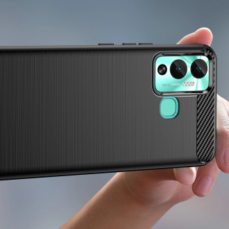 Pouzdro Carbon Case pro Infinix Hot 12 Play NFC / Hot 12 Play flexibilní silikonový karbonový kryt černý