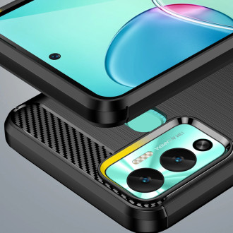 Pouzdro Carbon Case pro Infinix Hot 12 Play NFC / Hot 12 Play flexibilní silikonový karbonový kryt černý