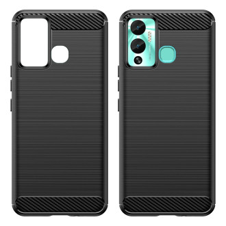 Pouzdro Carbon Case pro Infinix Hot 12 Play NFC / Hot 12 Play flexibilní silikonový karbonový kryt černý