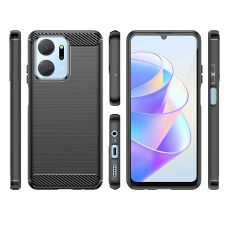 Pouzdro Carbon Case pro Honor Play 40 Plus / Honor X7a flexibilní silikonový karbonový kryt černý