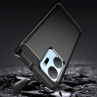 Pouzdro Carbon Case pro Honor Play 40 Plus / Honor X7a flexibilní silikonový karbonový kryt černý