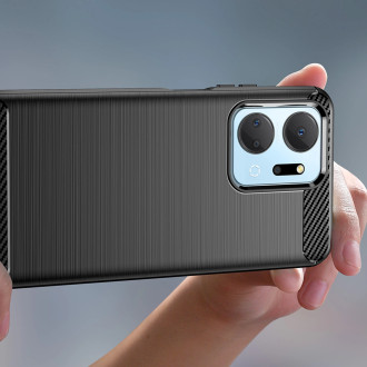 Pouzdro Carbon Case pro Honor Play 40 Plus / Honor X7a flexibilní silikonový karbonový kryt černý