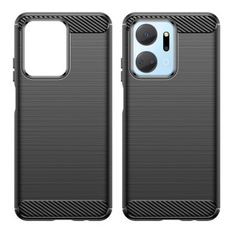 Pouzdro Carbon Case pro Honor Play 40 Plus / Honor X7a flexibilní silikonový karbonový kryt černý