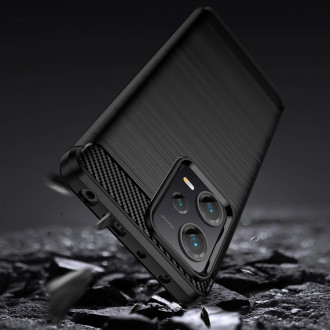 Pouzdro Carbon Case pro Xiaomi Redmi Note 12 Pro+ flexibilní silikonový karbonový kryt černý