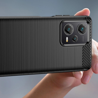 Pouzdro Carbon Case pro Xiaomi Redmi Note 12 Pro+ flexibilní silikonový karbonový kryt černý