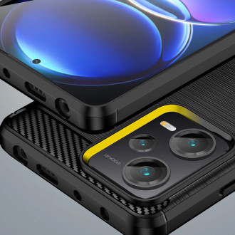 Pouzdro Carbon Case pro Xiaomi Redmi Note 12 Pro+ flexibilní silikonový karbonový kryt černý