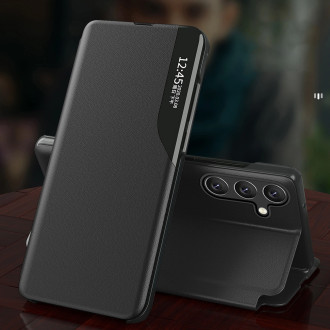 Ekologické kožené pouzdro pro Xiaomi Redmi 11A / Poco C55 / Redmi 12C s vyklápěcím stojánkem černé