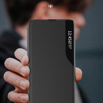 Ekologické kožené pouzdro pro Xiaomi Redmi 11A / Poco C55 / Redmi 12C s vyklápěcím stojánkem černé