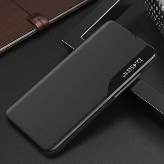 Ekologické kožené pouzdro pro Xiaomi Redmi 11A / Poco C55 / Redmi 12C s vyklápěcím stojánkem černé
