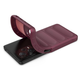 Pouzdro Magic Shield pro Xiaomi Redmi Note 12 Pro+ flexibilní pancéřový kryt vínové barvy